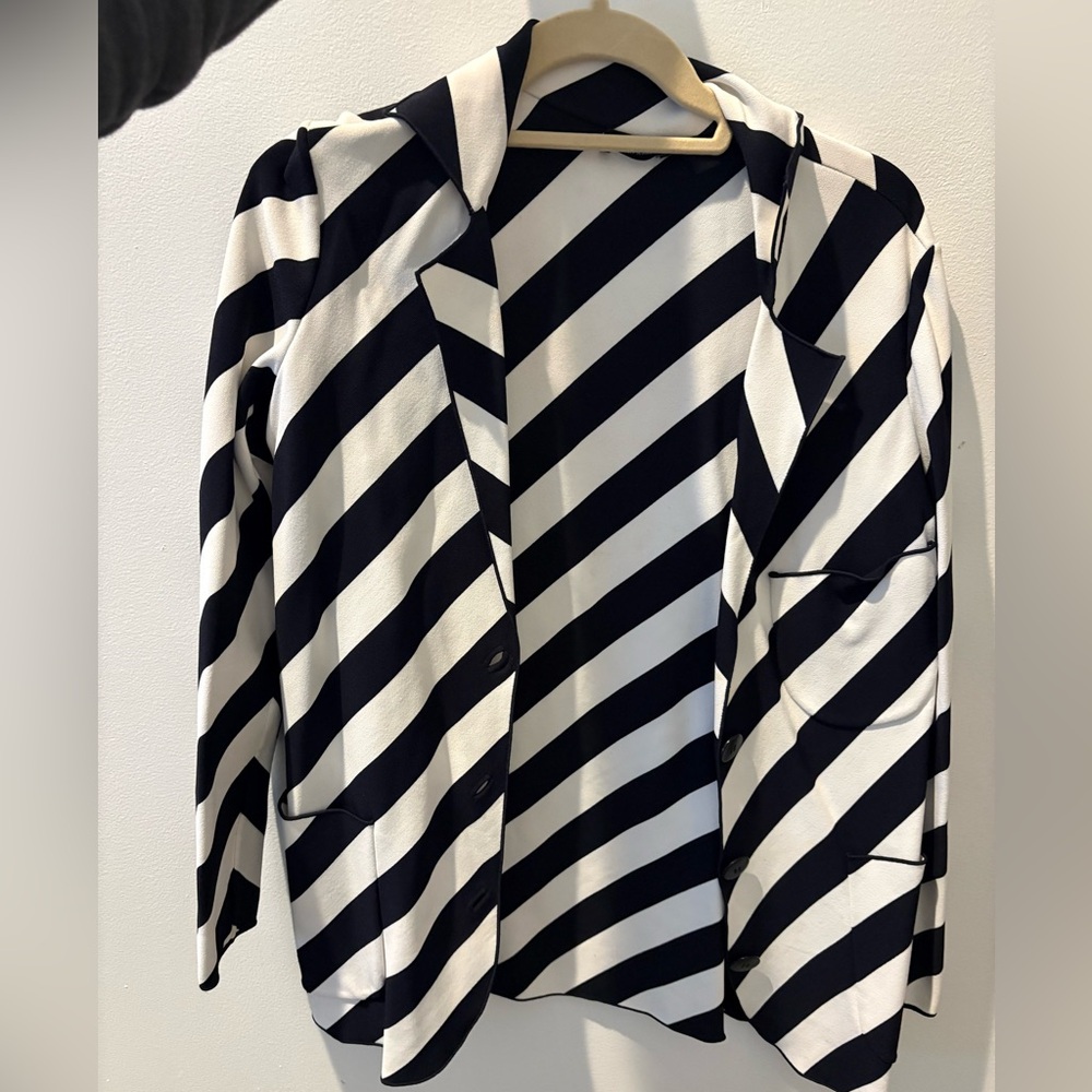 Giorgio Armani Navy and White Striped Blazer